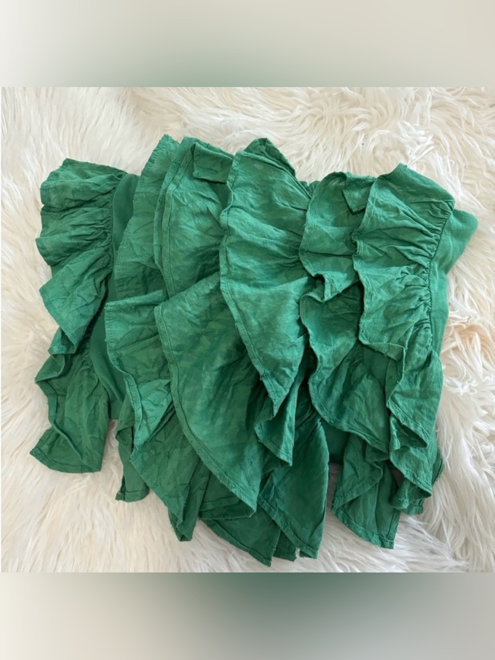 Anthropologie Green Ruffle strapless crop top NWOT